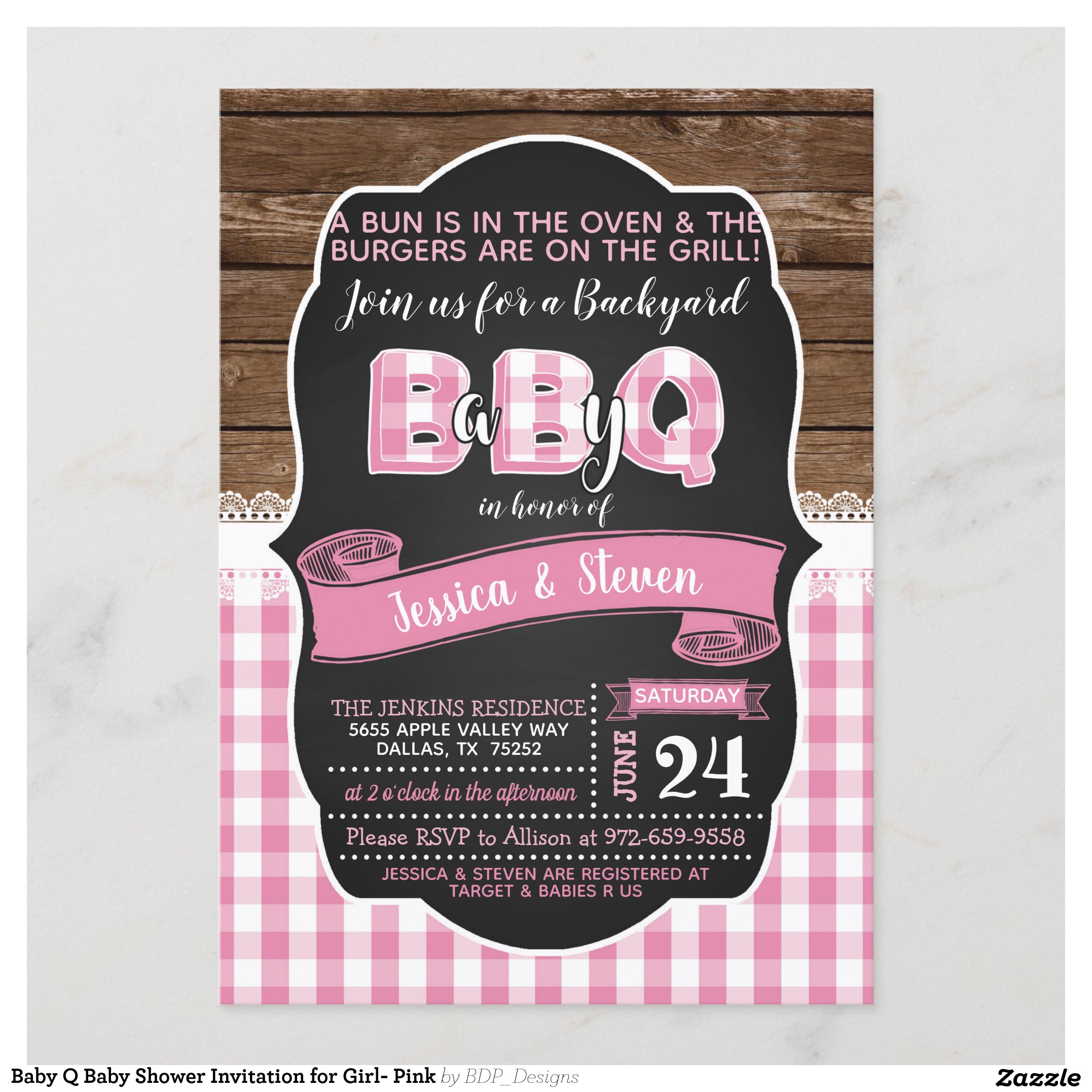 Baby Q Baby Shower Invitation for Girl- Pink