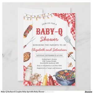 Baby-Q Backyard Couples Baby Sprinkle Baby Shower Invitation