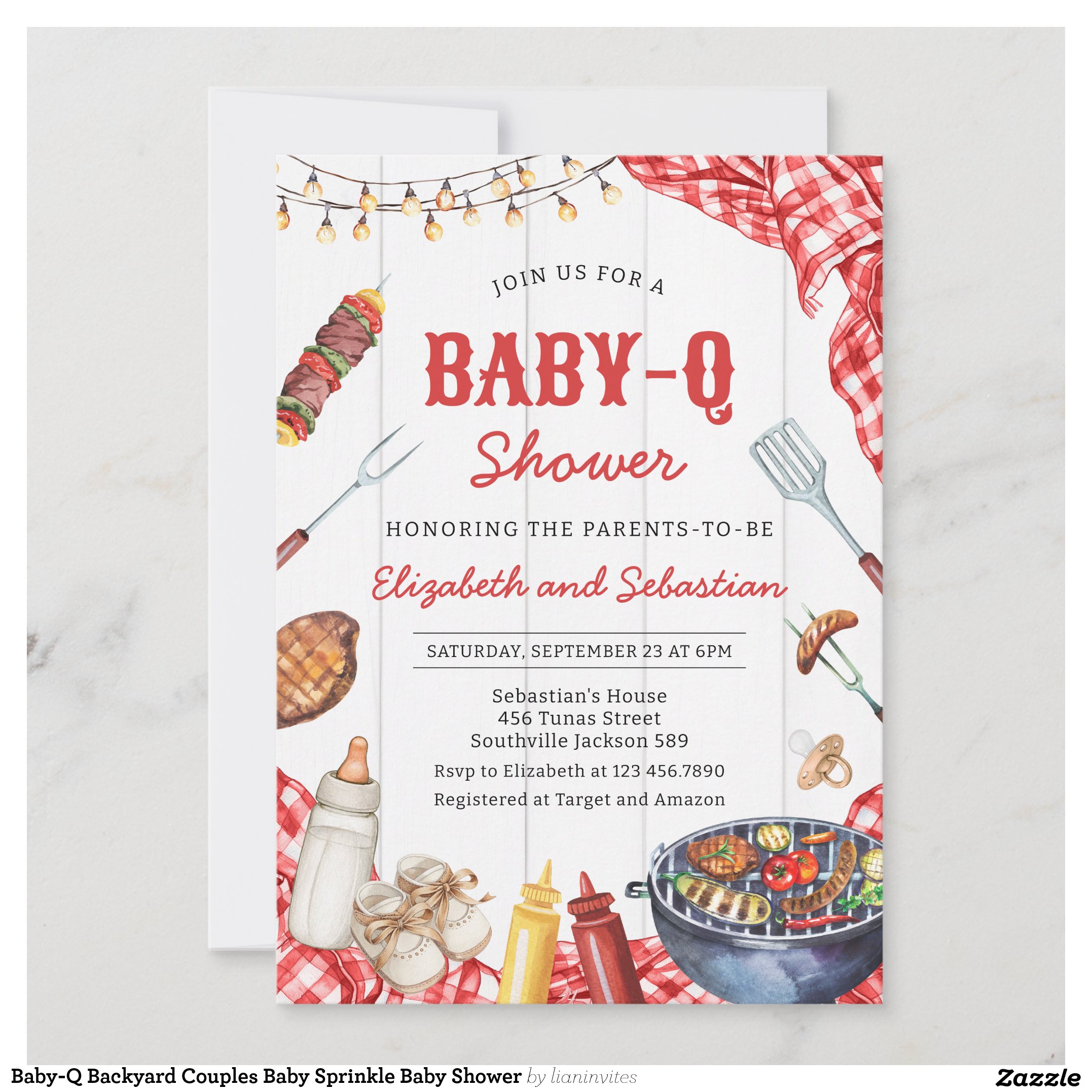 Baby-Q Backyard Couples Baby Sprinkle Baby Shower Invitation