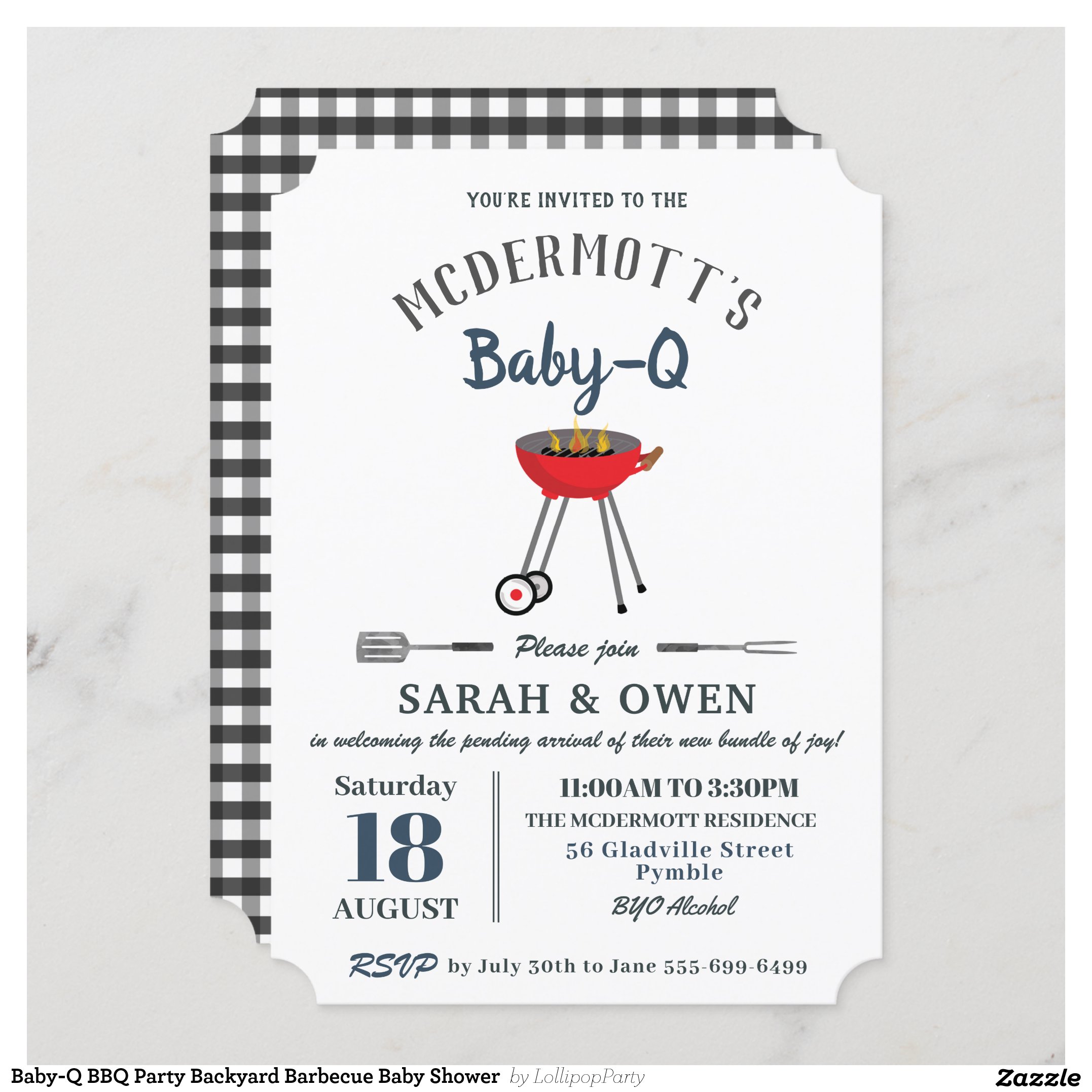 Baby-Q BBQ Party Backyard Barbecue Baby Shower Invitation