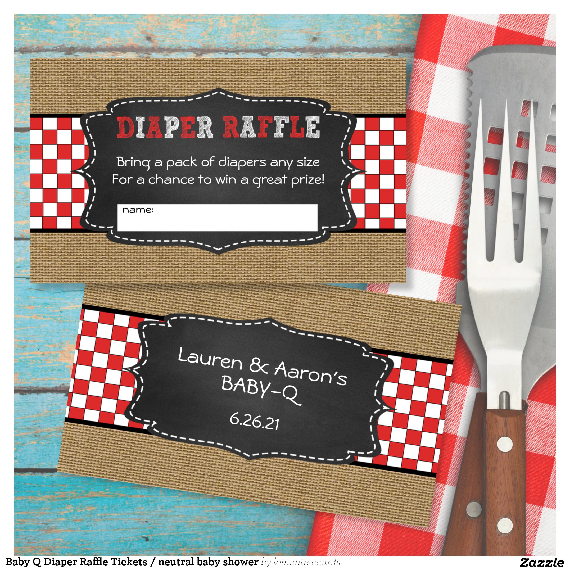 Baby Q Diaper Raffle Tickets / neutral baby shower Enclosure Card