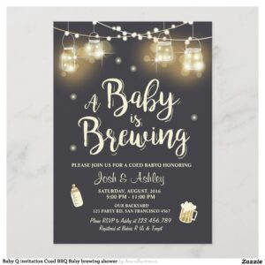 Baby Q invitation Coed BBQ Baby brewing shower