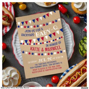 Baby-Q Red White Blue Baby Shower Invitation