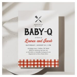 Baby Q Rustic Couples Baby Shower Invitation