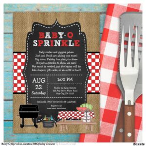 Baby Q Sprinkle, neutral BBQ baby shower Invitation