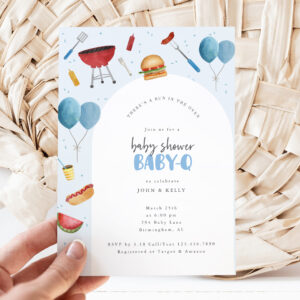 Baby Shower Baby-Q (BBQ) for Baby Boy Invitation