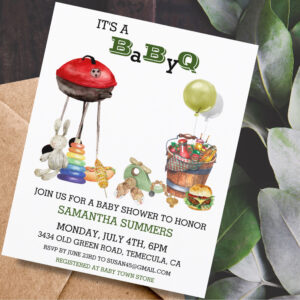 Baby Shower BBQ Barbecue Watercolor