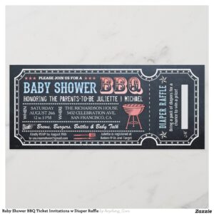 Baby Shower BBQ Ticket Invitations w Diaper Raffle