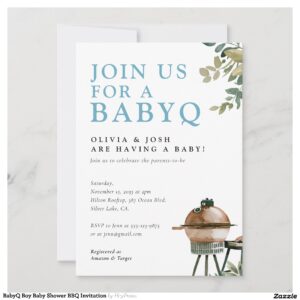 BabyQ Boy Baby Shower BBQ Invitation