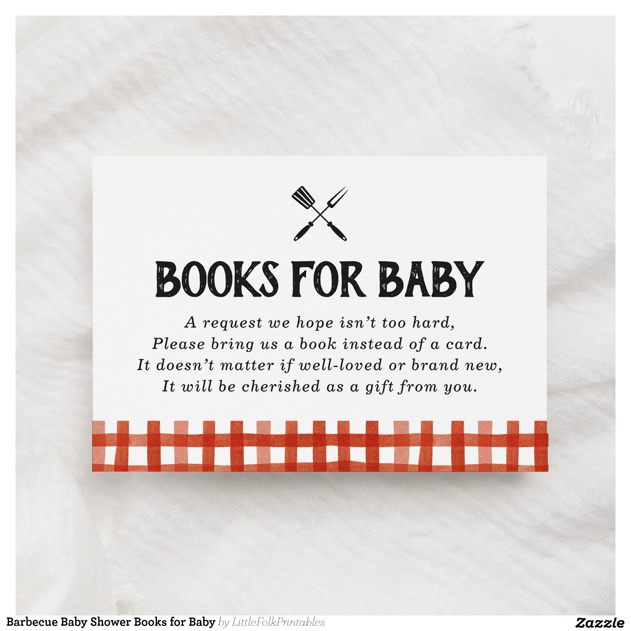 Barbecue Baby Shower Books for Baby Enclosure Card