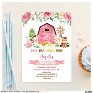 barnyard_farm_animals_ranch_second_birthday_invitation-r_zk6nwh_2154 Barnyard Farm Animals Ranch Second Birthday Invitation