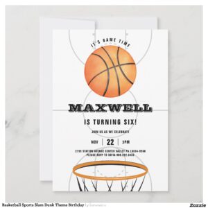 Basketball Sports Slam Dunk Theme Birthday Invitation