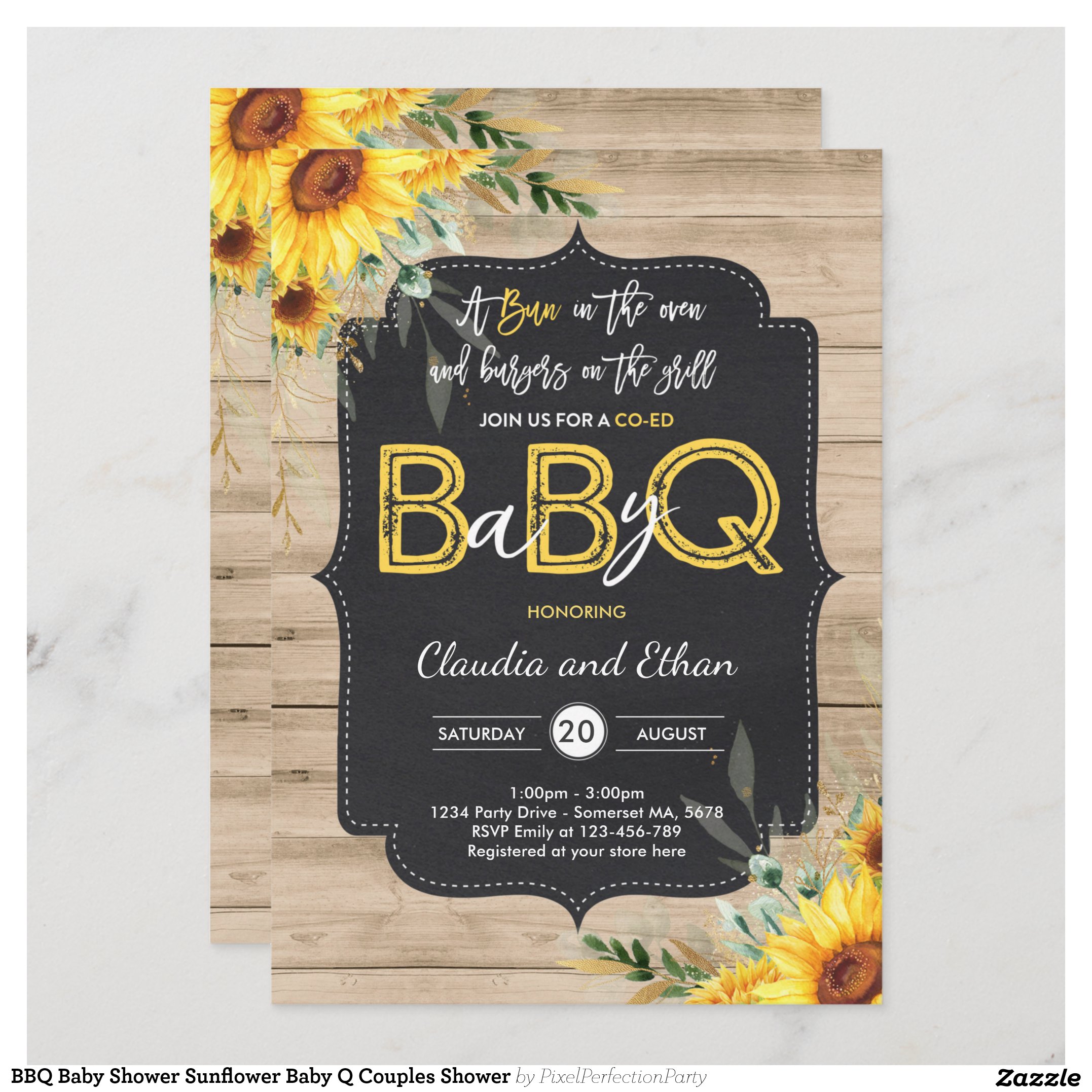 BBQ Baby Shower Sunflower Baby Q Couples Shower Invitation