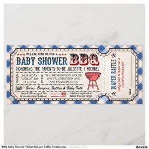 BBQ Baby Shower Ticket Diaper Raffle Invitations