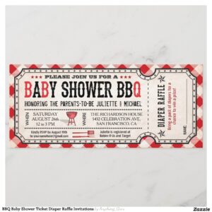 BBQ Baby Shower Ticket Diaper Raffle Invitations