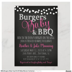 BBQ Burgers Baby Coed GirlG Baby Shower Invitation