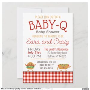 BBQ theme Baby-Q Baby Shower Editable Invitation