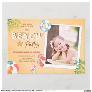 Beach Party Invitation Beach Birthday BBQ Summer