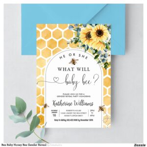 Bee Baby Honey Bee Gender Reveal Invitation