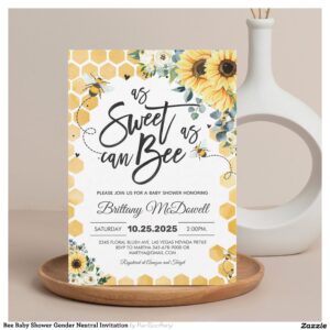 Bee Baby Shower Gender Neutral Invitation