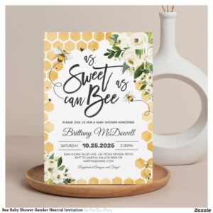 Bee Baby Shower Gender Neutral Invitation