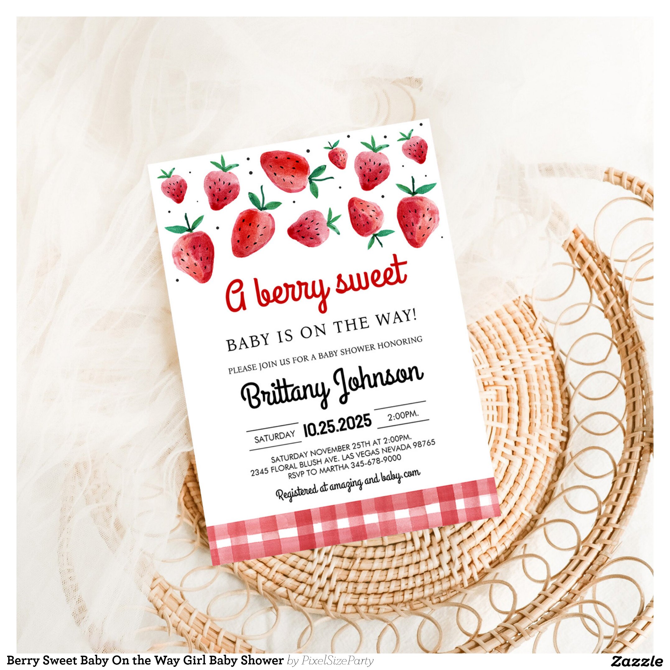 Berry Sweet Baby On the Way Girl Baby Shower Invitation
