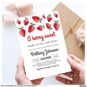 Berry Sweet Baby On the Way Girl Baby Shower Invitation