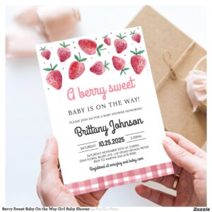 Berry Sweet Baby On the Way Girl Baby Shower Invitation