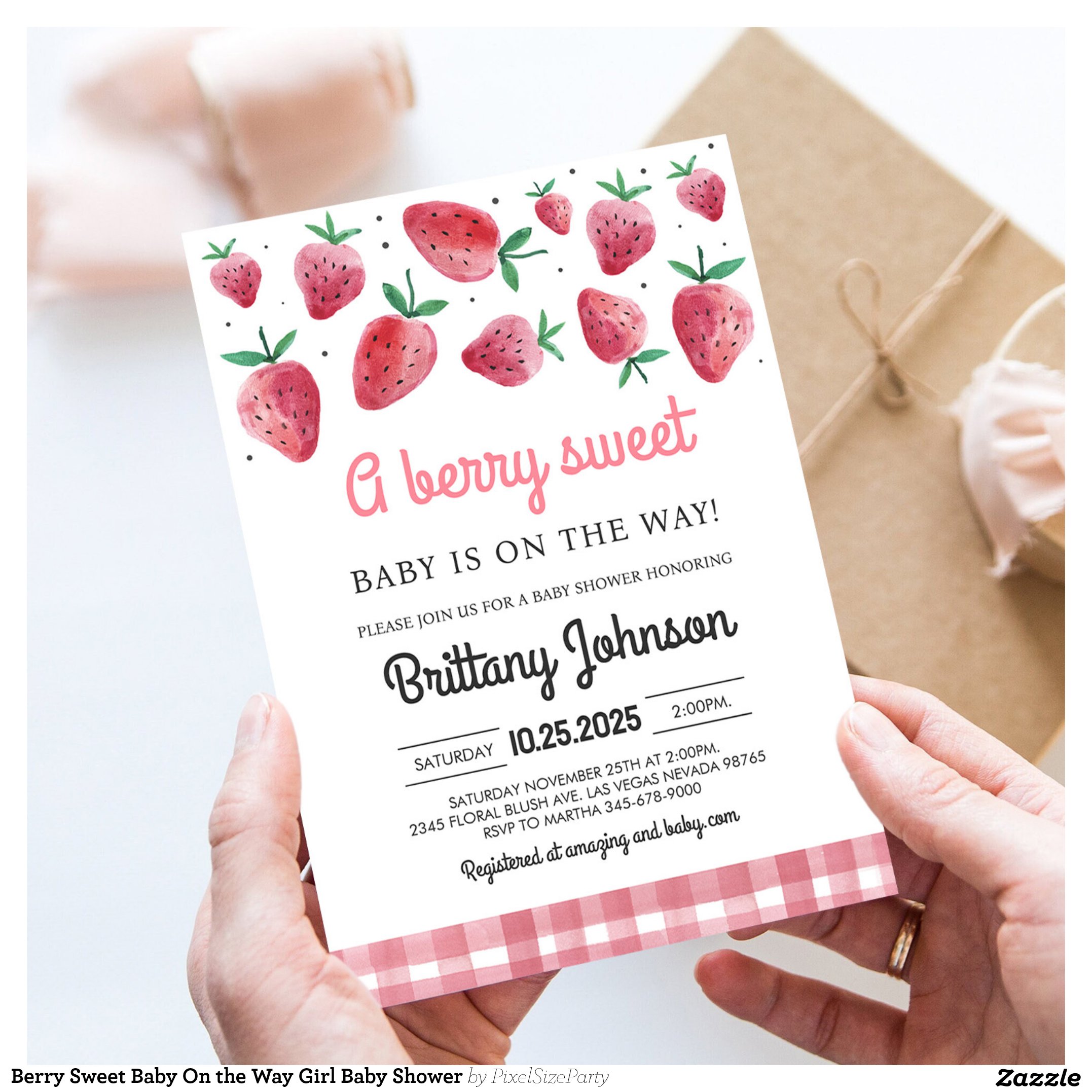 Berry Sweet Baby On the Way Girl Baby Shower Invitation