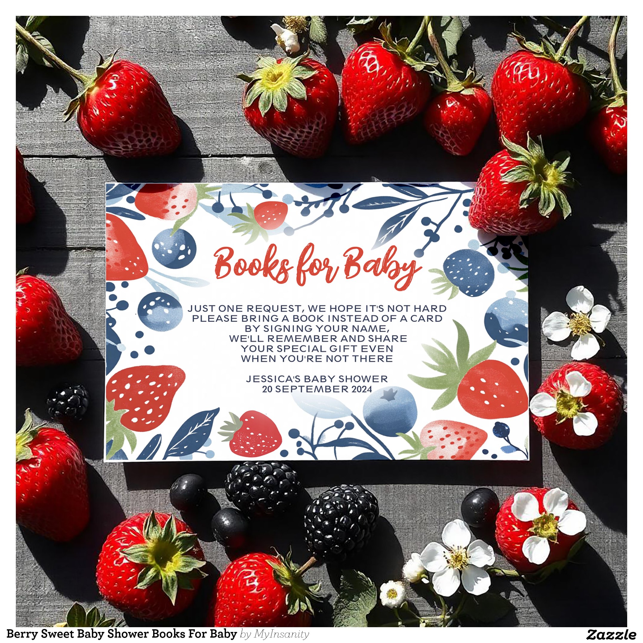 Berry Sweet Baby Shower Books For Baby Enclosure Card