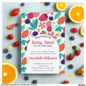 Berry Sweet Baby Shower Colorful Fruit Summer Invitation