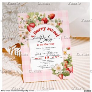 Berry sweet baby strawberry baby shower invitation