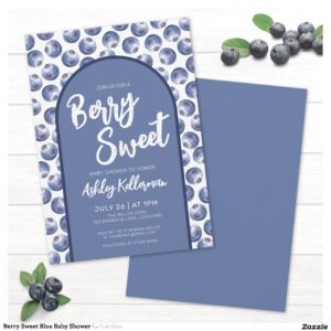 Berry Sweet Blue Baby Shower Invitation