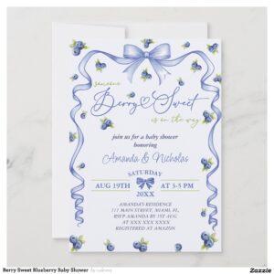 Berry Sweet Blueberry Baby Shower Invitation