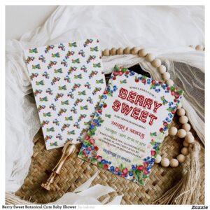 Berry Sweet Botanical Cute Baby Shower Invitation