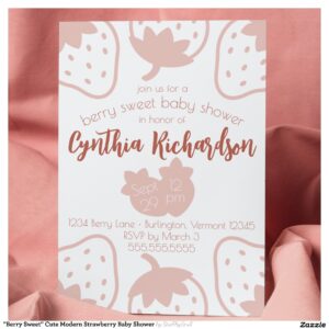 Berry Sweet Cute Modern Strawberry Baby Shower Invitation