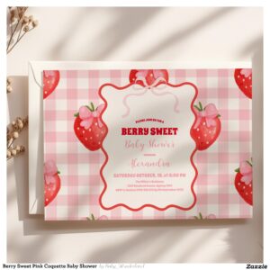 Berry Sweet Pink Coquette Baby Shower Invitation