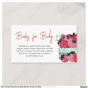 Berry Sweet Strawberry Baby Shower Books for Baby Enclosure Card