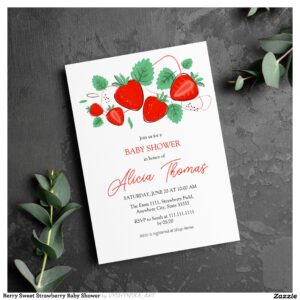 Berry Sweet Strawberry Baby Shower Invitation