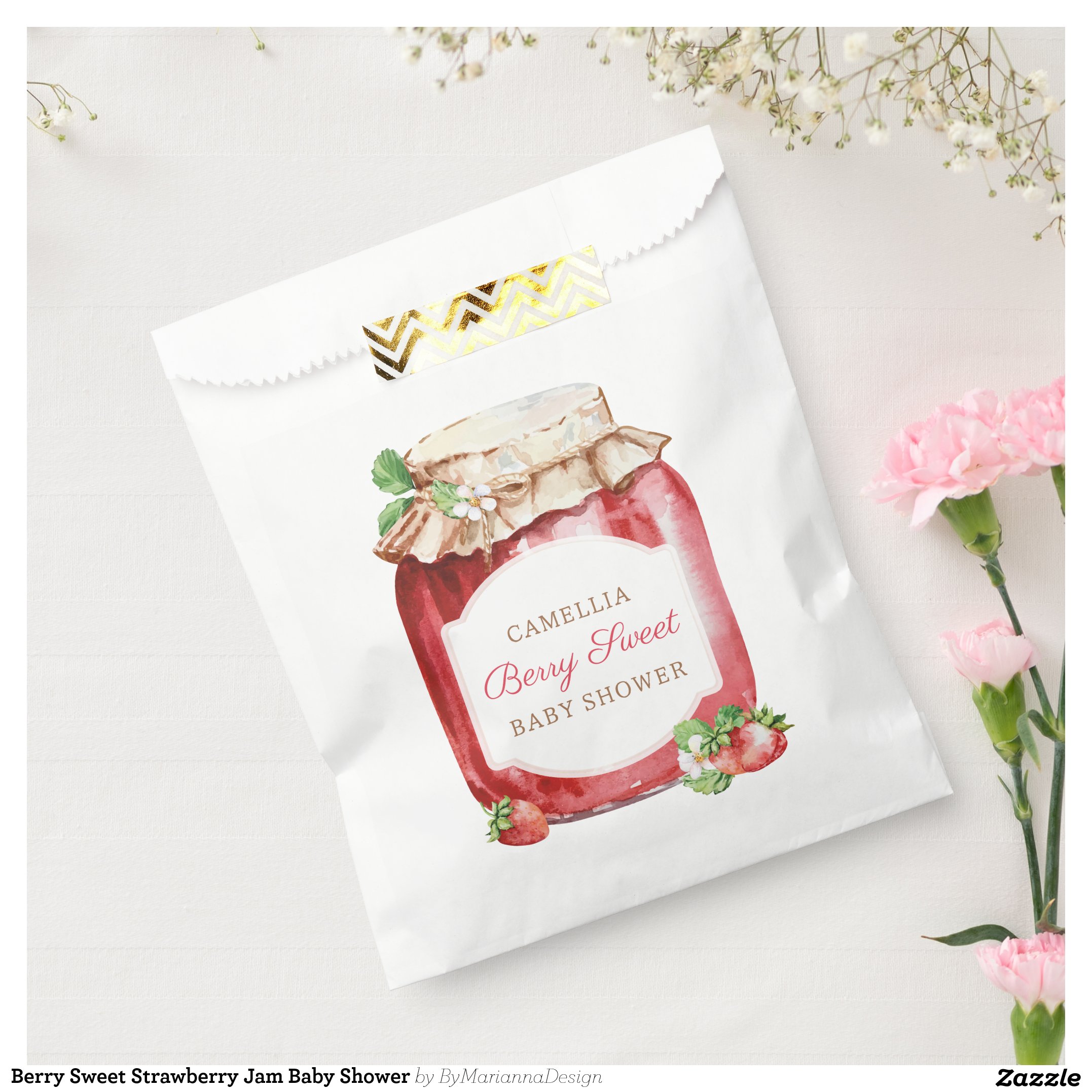 Berry Sweet Strawberry Jam Baby Shower Favor Bag