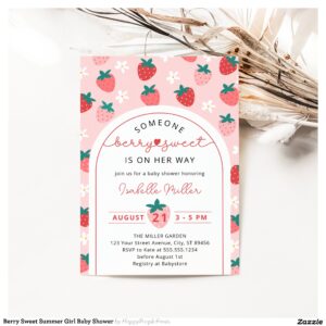 Berry Sweet Summer Girl Baby Shower Invitation