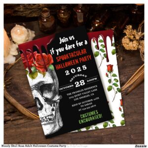 bloody_skull_rose_adult_halloween_costume_party_invitation-r_wdxkz6_2154 Bloody Skull Rose Adult Halloween Costume Party Invitation