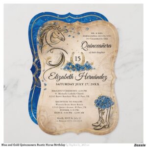 blue_and_gold_quinceanera_rustic_horse_birthday_invitation-rda3186e220554cca907a711530b96541_tcx72_2154 Blue and Gold Quinceanera Rustic Horse Birthday Invitation