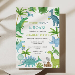 blue_dinosaur_birthday_invitation-r_8mrq2l_2154 Blue Dinosaur Birthday Invitation