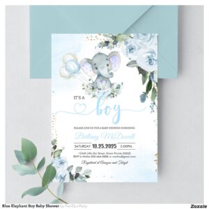 blue_elephant_boy_baby_shower_invitation-r_zzz8hu_2154 Blue Elephant Boy Baby Shower Invitation