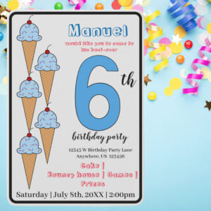 blue_ice_cream_cones_6th_birthday_party_kids_invitation-r_8unwsl_2154 Blue Ice Cream Cones 6th Birthday Party Kids Invitation
