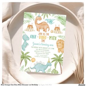 blue_orange_one_dino_mite_dinosaur_1st_birthday_invitation-r_xoykjs_2154 Blue Orange One Dino Mite Dinosaur 1st Birthday Invitation