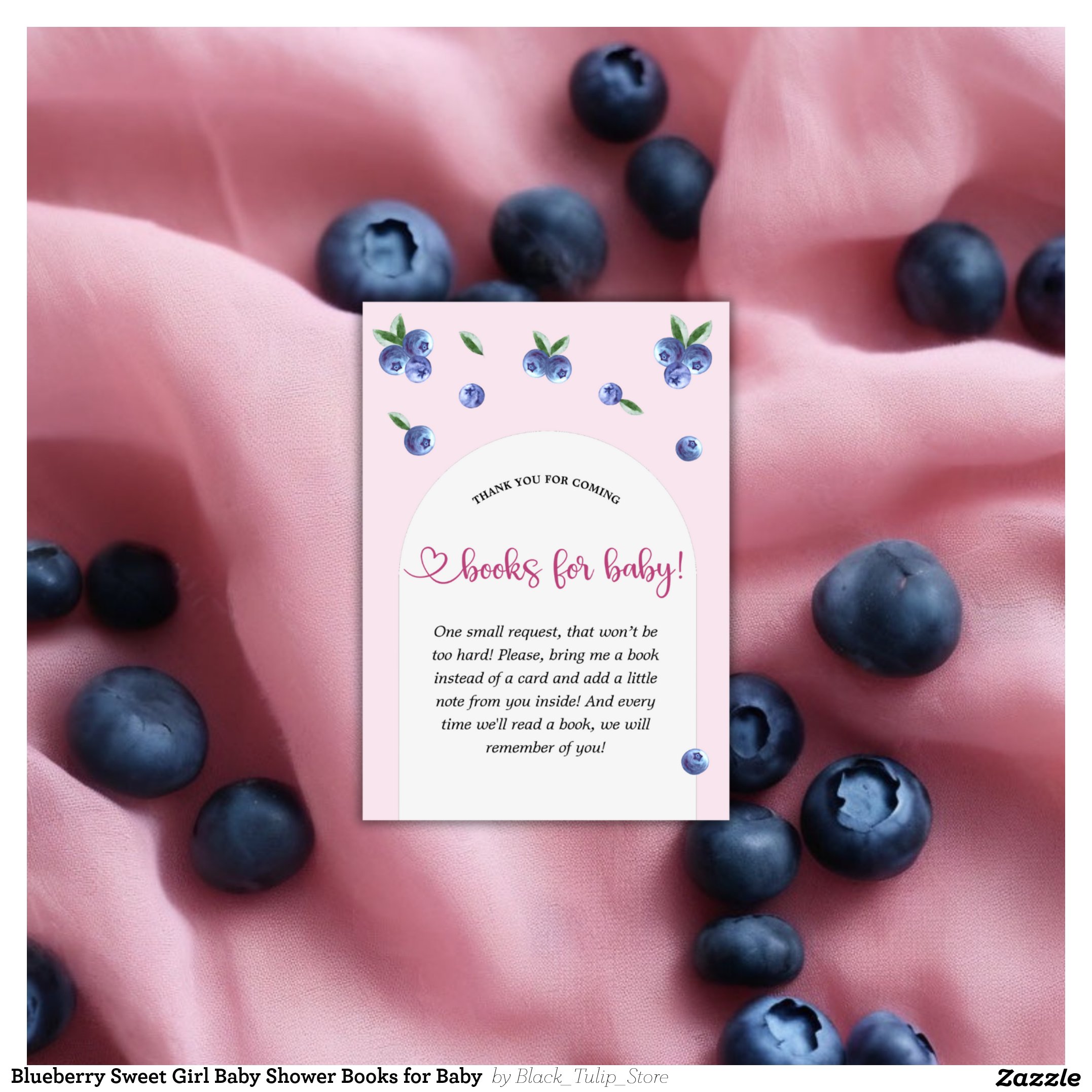 Blueberry Sweet Girl Baby Shower Books for Baby Enclosure Card