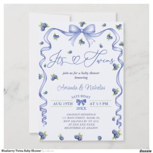 Blueberry Twins Baby Shower Invitation