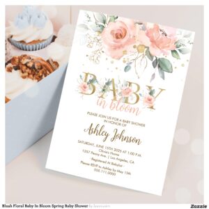 Blush Floral Baby In Bloom Spring Baby Shower Invitation